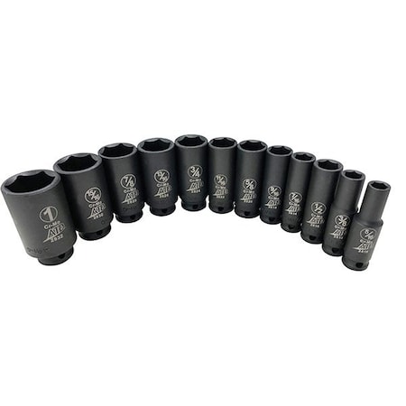 Atd Tools ATD 12-Piece 3/8-Inch Drive 6 Point SAE Deep Impact Socket Set 2450